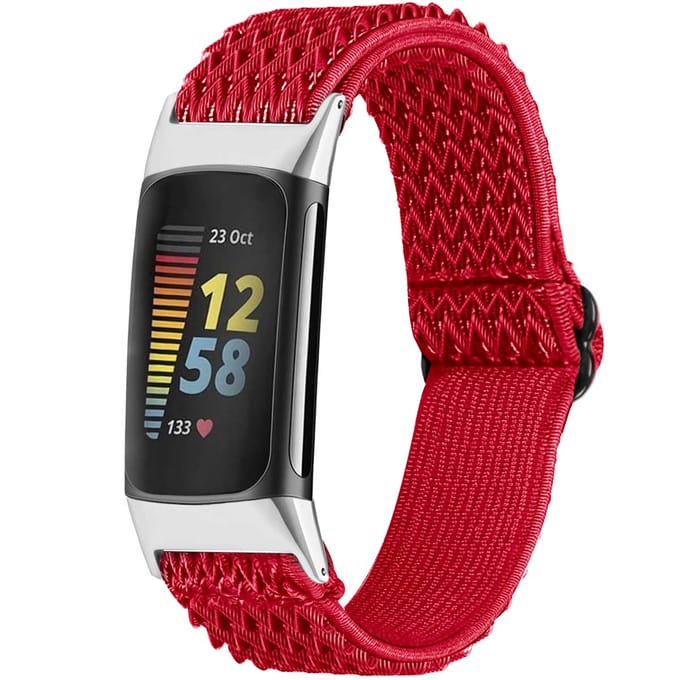 imoshion Elastisch nylon bandje voor de Fitbit Charge 5 - Rood