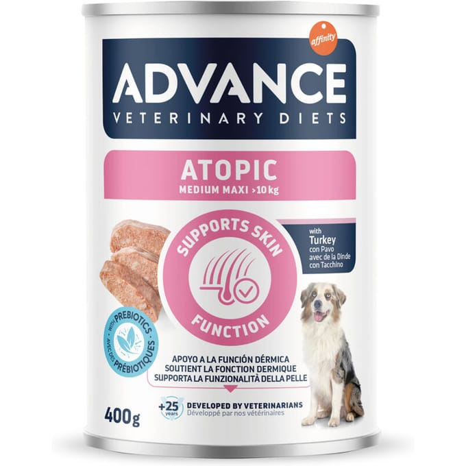 Advance veterinary diet dog atopic gevoelige huid medium / maxi - 6x400 gr