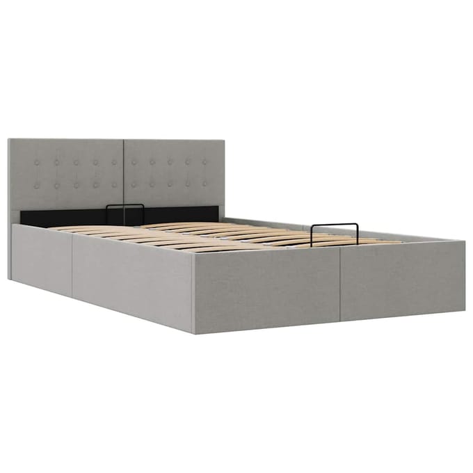 vidaXL - Bedframe - met - hydraulische - opslag - stof - lichtgrijs - 120x200 - cm