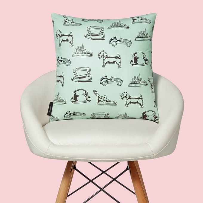 Monopoly Hat Letterpress Square Cushion - 40x40cm - Soft Touch
