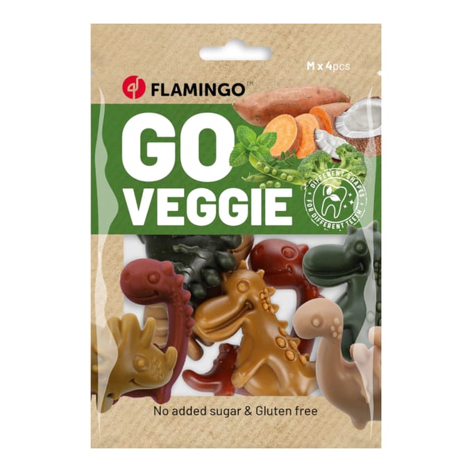 Flamingo Veggie - Snack Honden - Veggie Dino Mix M 4st 120gr - 4st