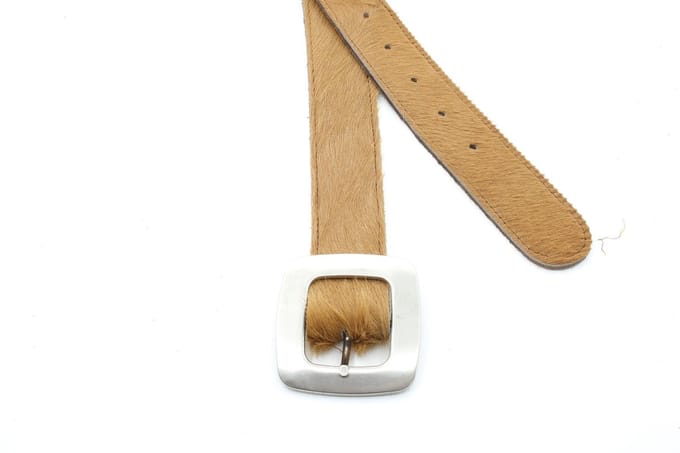 Dames riem hair-on camel - 4 cm breed - Leer - Jeans riem - Stoer - Maat