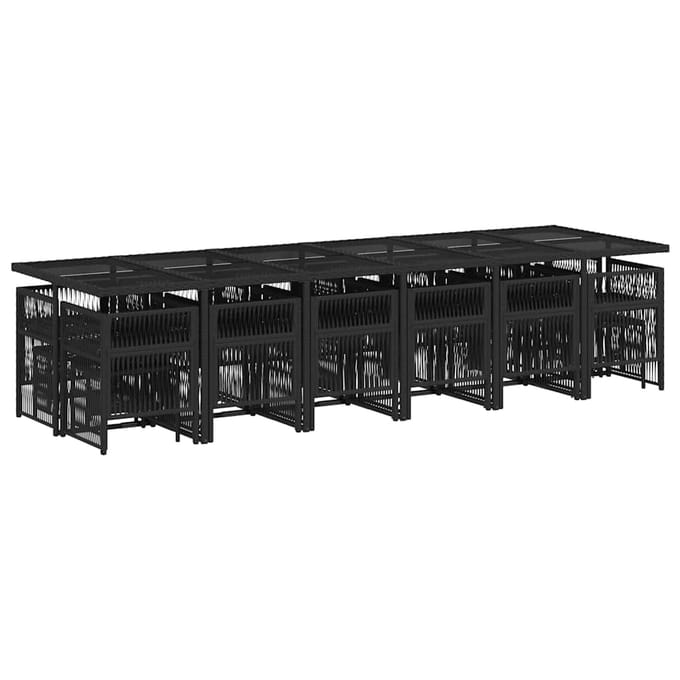 vidaXL - 17-delige - Tuinset - met - kussens - poly - rattan - zwart