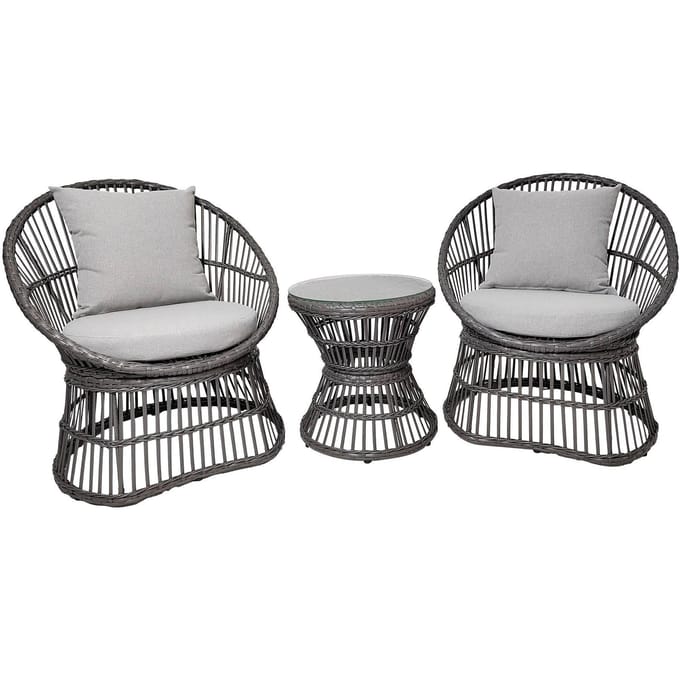 Natal loungeset incl. kussen buitenshuis rotan,grijs.