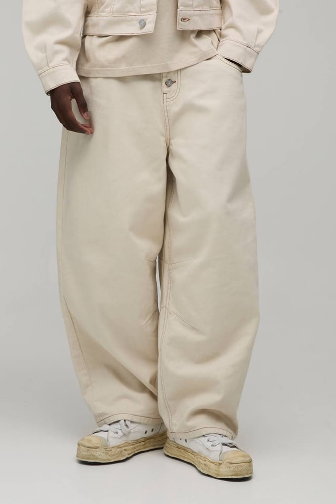 Barrel Fit Co-Ord Jeans | Ecru | Size 50