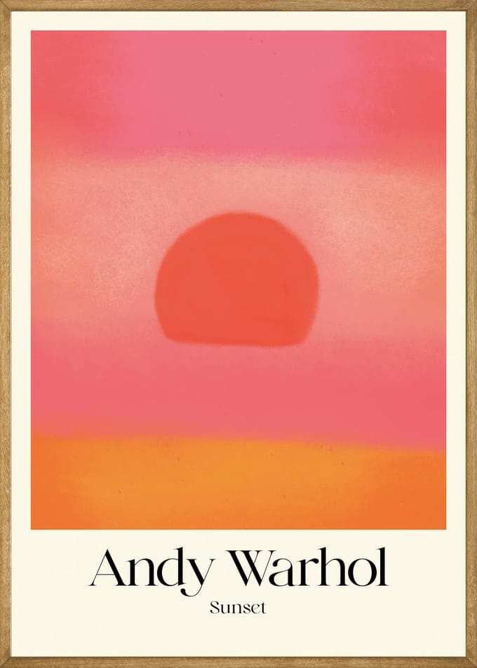 Andy Warhol Zonsondergang Poster Roze/Rood - 21x30 cm