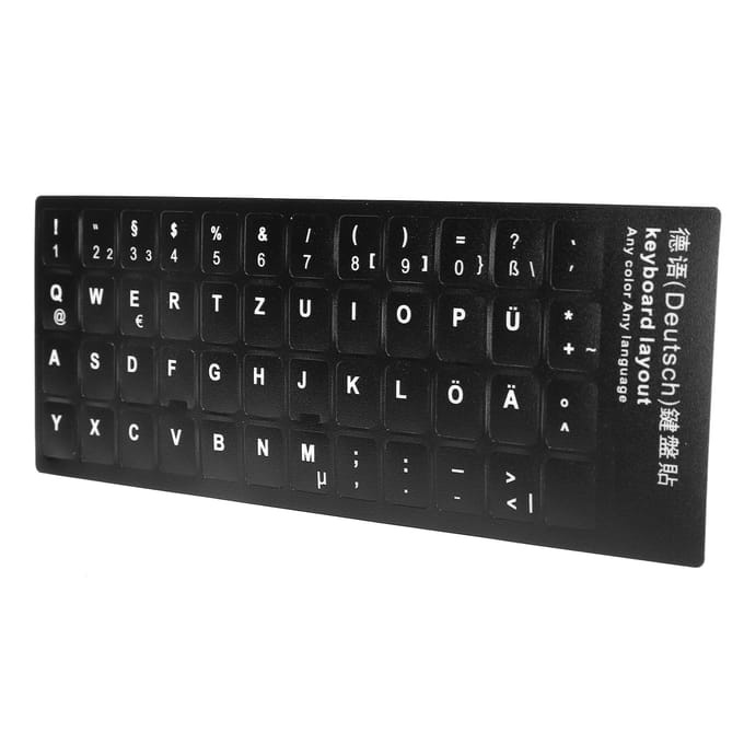 Duitse Toetsenbordsticker Vervangingstoetsenbordsticker voor Desktopcomputer Laptop black