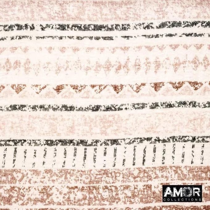 Sjaal beige - 40% modaal / 60% wol - ikat print
