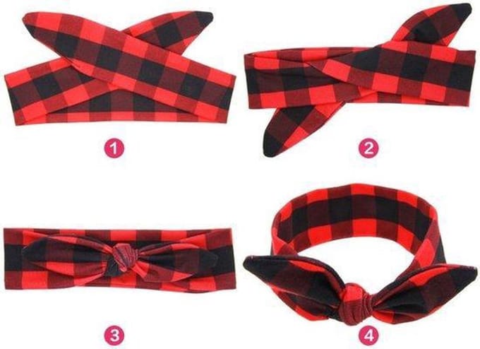Jumada - Matching Haarband - Moeder en Dochter - Rood/zwart - Geruit - 2 stuks