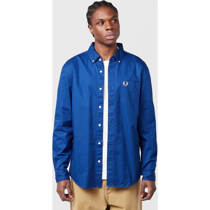 Fred Perry Relaxed Washed Twill Shirt, blauw