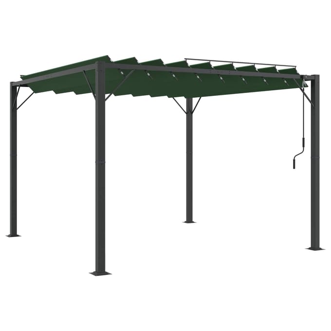 vidaXL - Gazebo - met - louvrezend - dak - 3,05 - x - 3,07 - x - 2,14 - m - Groen