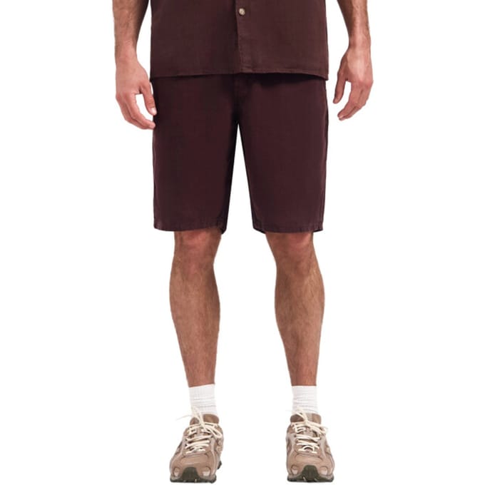 No Excess Short chino with linen, garment dye dark brown