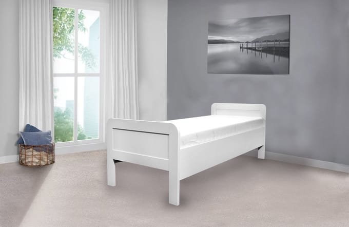 Bed Box Holland - Seniorenbed Nelson - wit eiken - 90x200 - met elektrische lattenbodem en matras