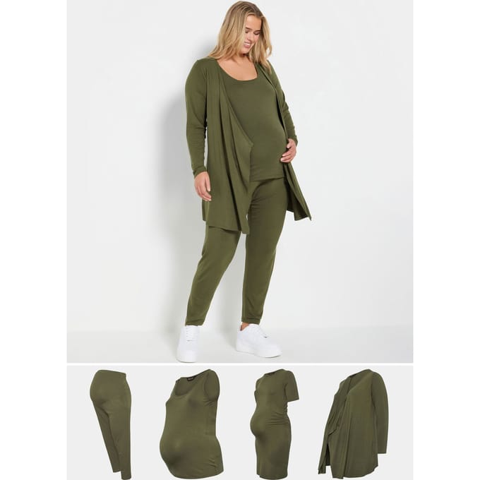 Bump It Up Maternity Vierdelige Zwangerschapsset In Kakigroen Size 48