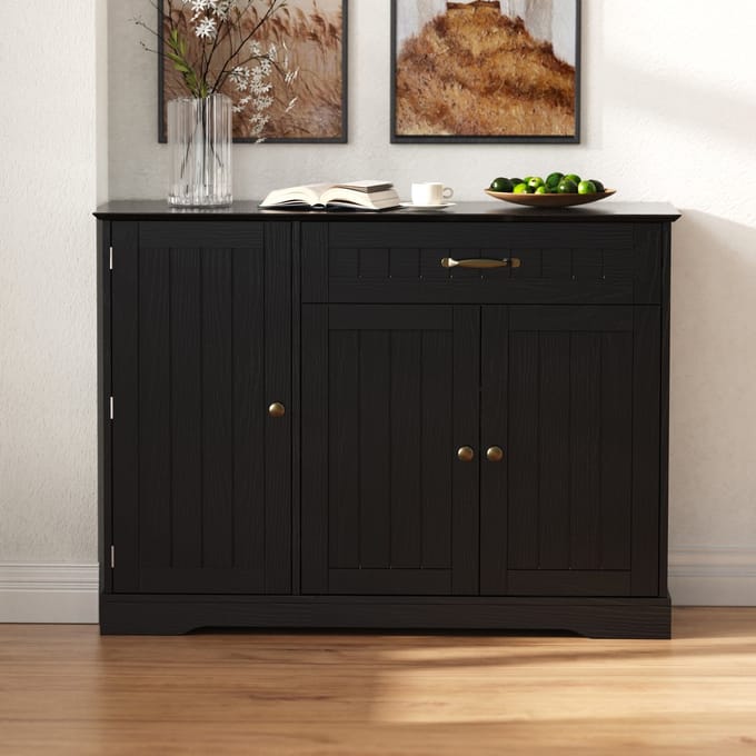Dressoir - 3 Deuren 1 Lade Elegant Modern - Zwart
