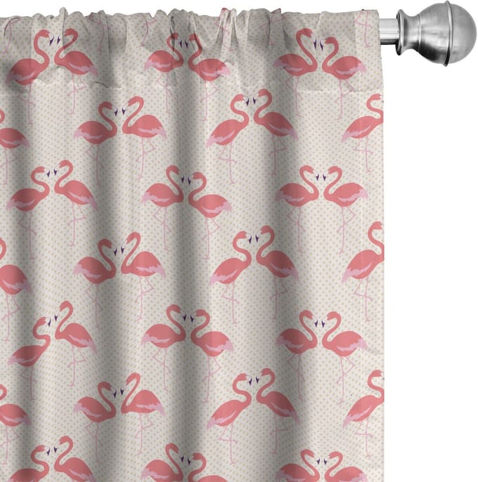 ABAKUHAUS Flamingo – Gardijnen 2x75x245 cm – Mikrofaser, Halfschaduw