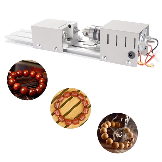 Kralen slijp- en polijstmachine Mini draaibank DIY houtbewerking ambacht roterende machine US Plug white