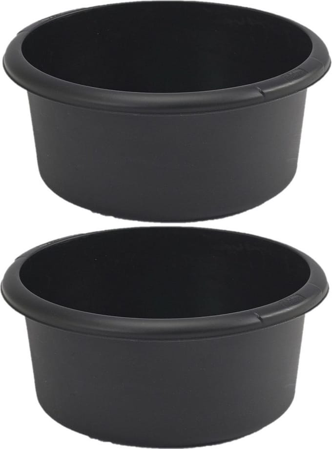 Whitefurze afwasteil/afwasbak - 2 st - 4 liter - zwart - 27 x 27 x 13 cm