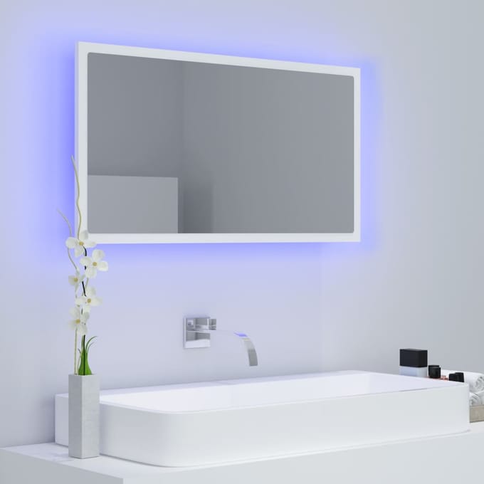 vidaXL - Badkamerspiegel - LED - 80x8,5x37 - cm - acryl - wit