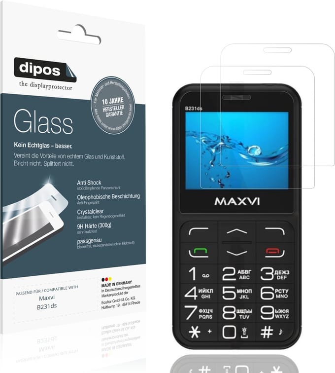 dipos – 2x Pantserfolie geschikt voor Maxvi B231ds | 9H Screenprotector