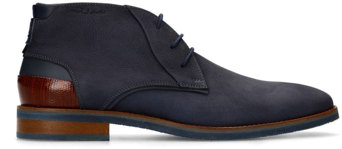 Van Lier - Heren - Donkerblauwe nubuck veterschoenen - Maat 45