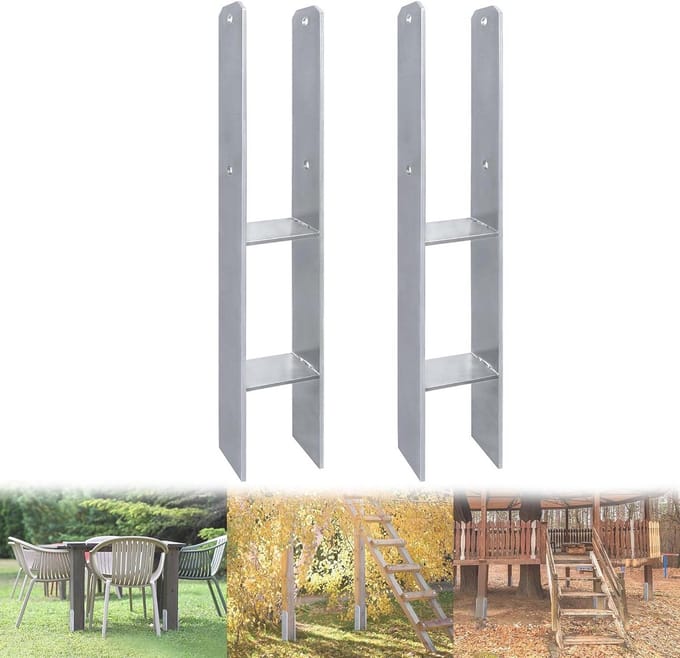 H-paaldragers - H-ankers - Houtconstructies Buiten - Roestvrij Staal - 600 mm - Zwart
