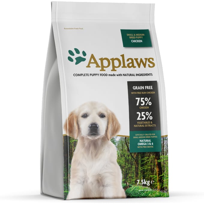 7,5kg Puppy Small & Medium Breed Kip Applaws Hondenvoer