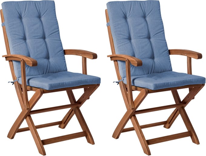MAUI II - Tuinstoel set van 2 - Bruin/Blauw - Acaciahout