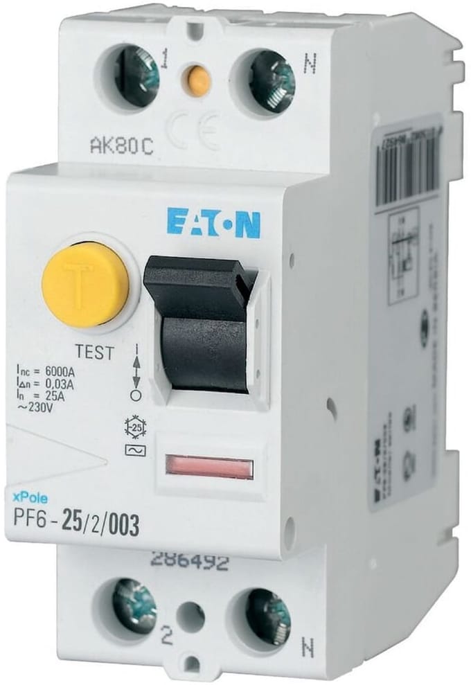 Eaton aardlekschakelaar 2P+N 25A - 30mA - PF6-25/2/003-A - Type A