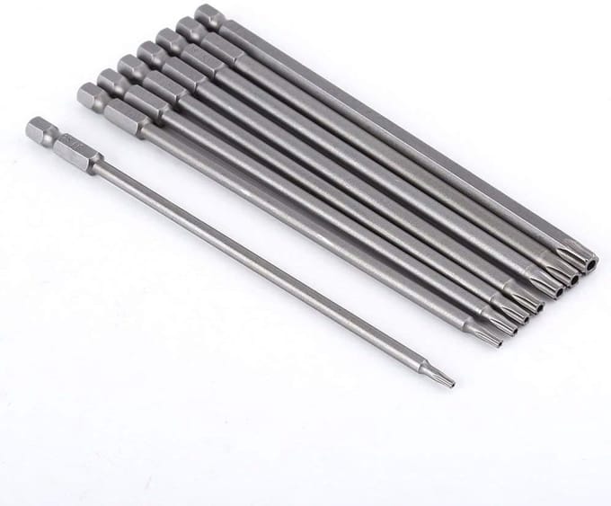 8-delige Extra Lange Veiligheidsschroefbitset met S2 Staal, Sterkop Bits voor Precisiewerk en Klusprojecten (150mm)