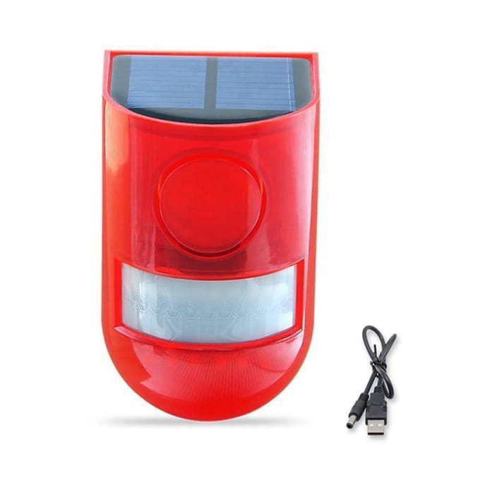 Lampe Alarme Solaire IP65 110dB avec Détecteur Mouvement Télécommande, 4 Modes pour Maison/Ferme/Grange VITDIPY