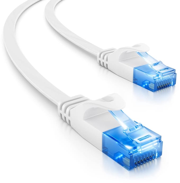 deleyCON 0,5m CAT6 Platte Netwerkkabel 1000 Mbit Gigabit LAN - Cat 6 RJ45 Ethernet Patchkabel Installatiekabel Plat - voor Internet Switch Router Modem Patchpaneel - Wit