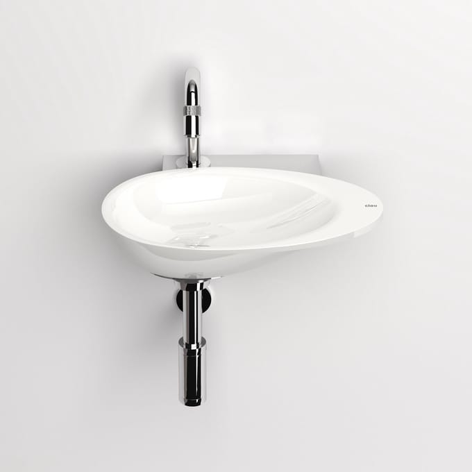 Clou First fonteinkom 36x21.8cm zonder kraangat met plug mineraalsteen Wit