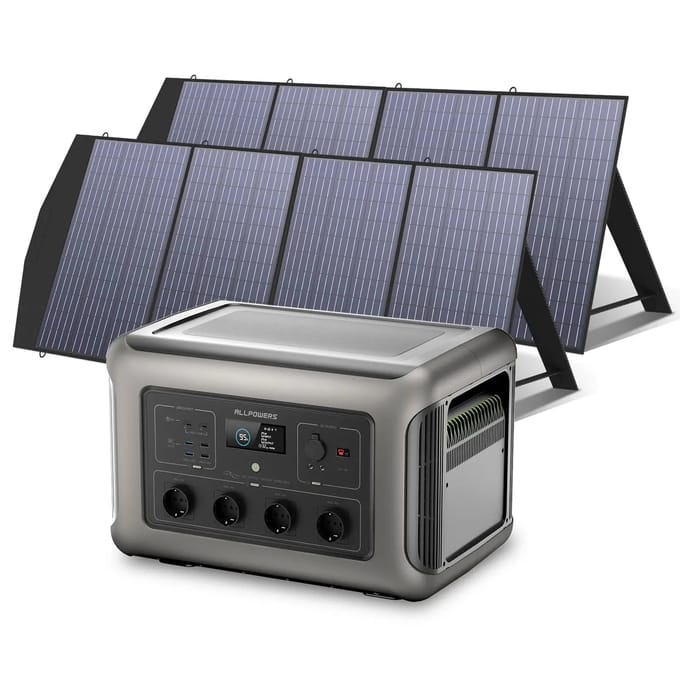 ALLPOWERS Zonnegeneratorset 3500W (R3500 + SP033 200W zonnepaneel) - R3500 + 2 stuks SP033 200W zonnepaneel