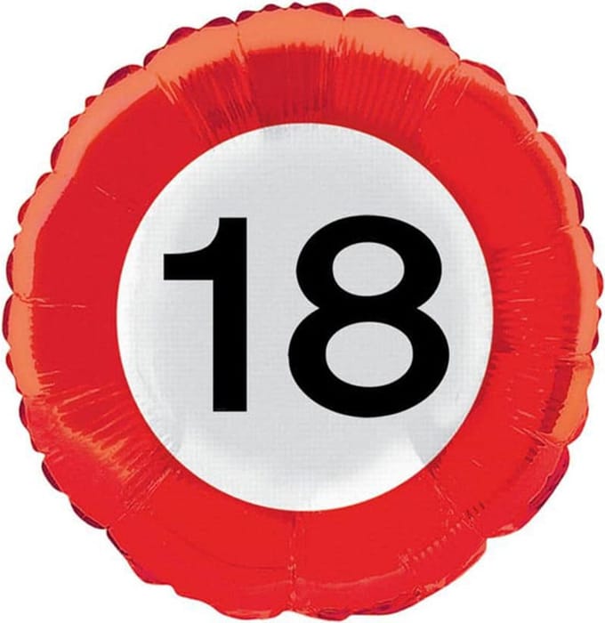 Folat - Folieballon 18 Verkeersbord 45 cm