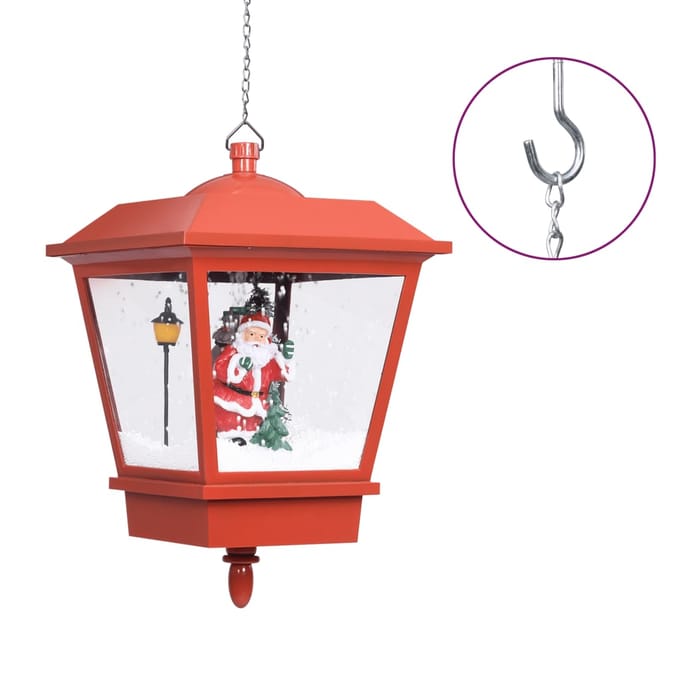 vidaXL - Kersthanglamp - met - LED-lamp - en - kerstman - 27x27x45 - cm - rood