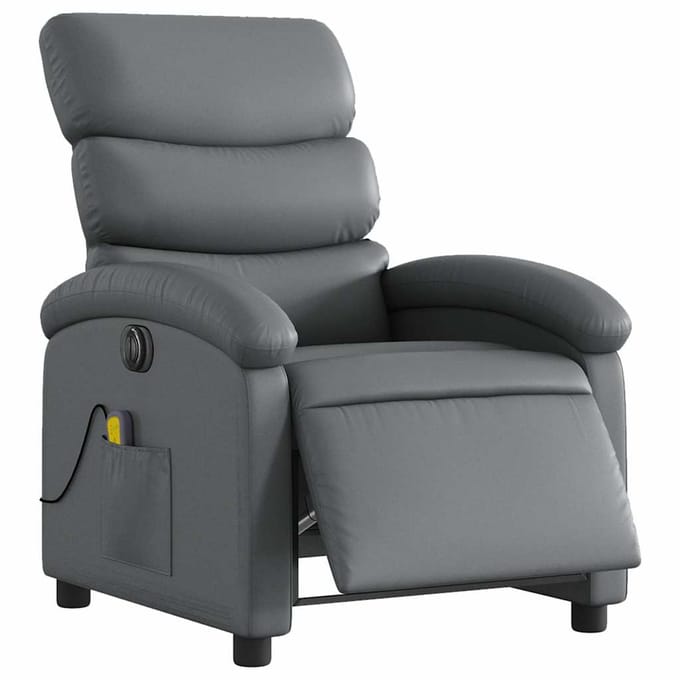 vidaXL - Massagestoel - verstelbaar - elektrisch - kunstleer - grijs