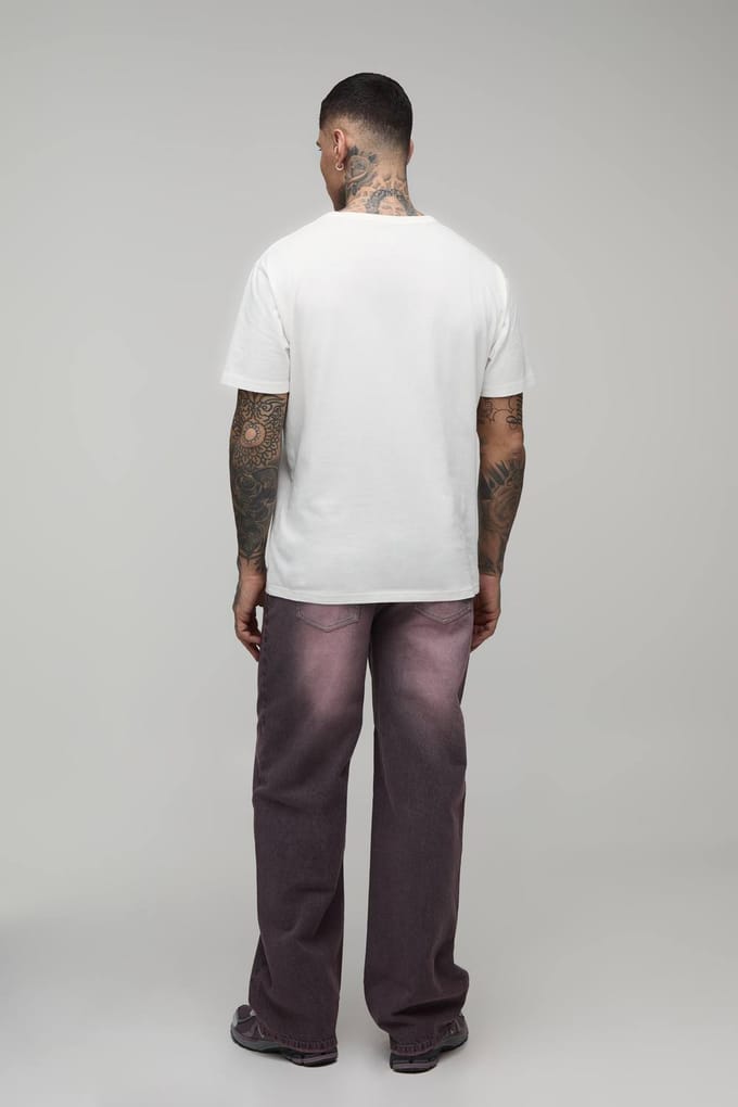 Lange Relaxed Getinte Jeans | Pink | Size 30