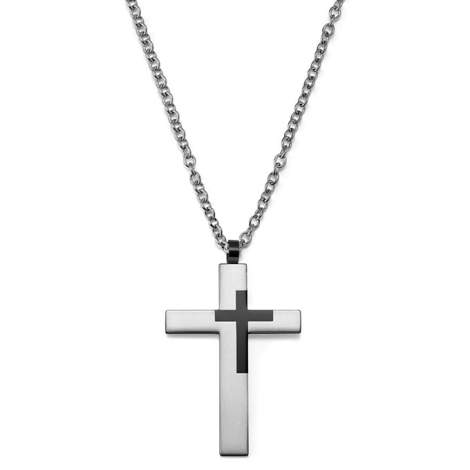 Grote Kruisketting in Zwart & Staal