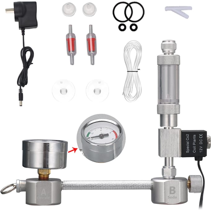 Aquarium DIY CO2-generatorsysteemkit CO2-generatorsysteem met magneetventiel Bubble Counter & AU Plug gray