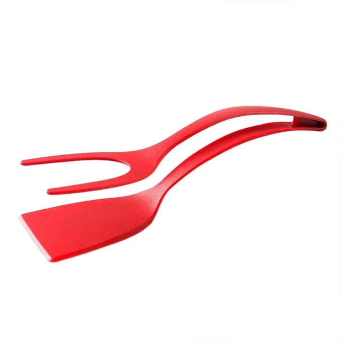 Ustensiles de cuisine 2 en 1, accessoires de cuisine, Machine à crêpes, spatule à œufs, pinces à rabat, Clip en Nylon, Gadget, outils de salle à manger rouge
