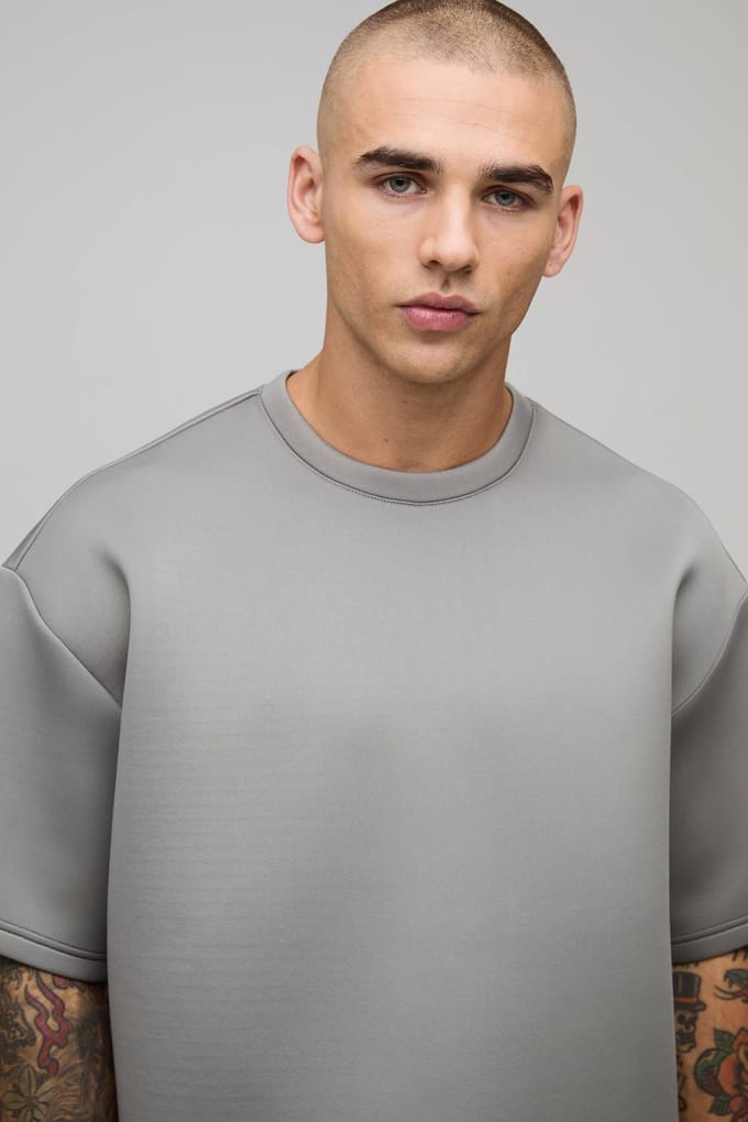 Oversized Bonded Scuba T-shirt | Charcoal | Size Medium