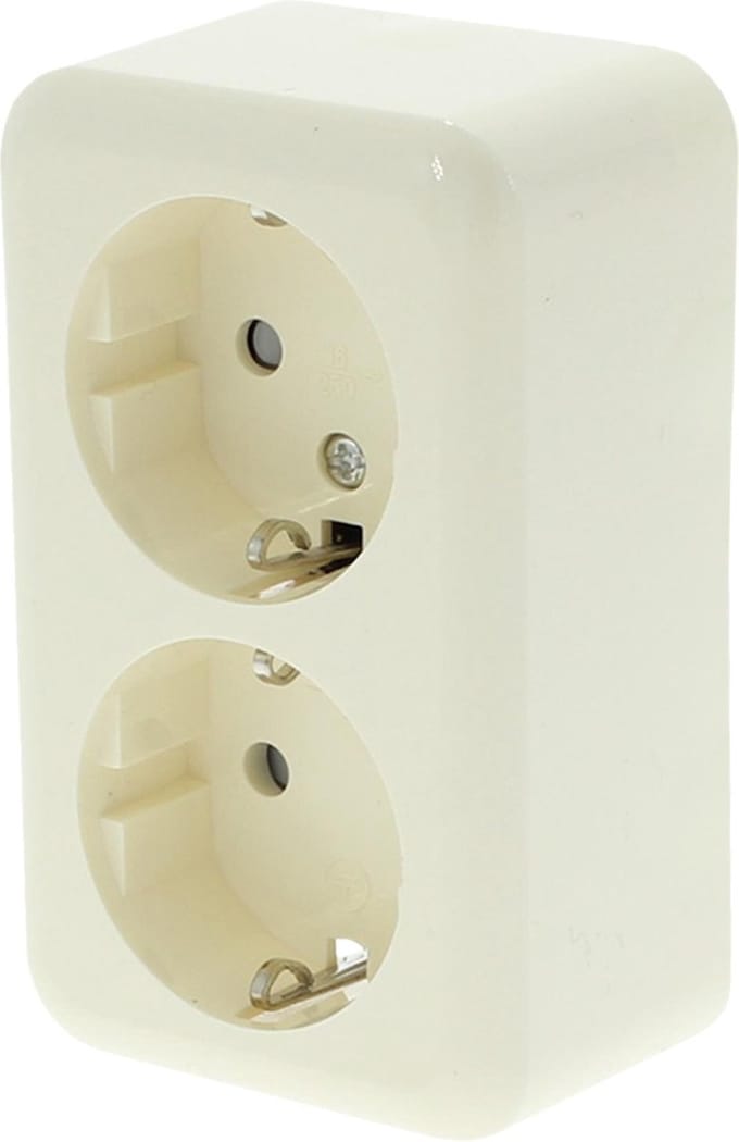 Contactdoos Opbouw 2Voudig Kindbev Randaarde - Creme
