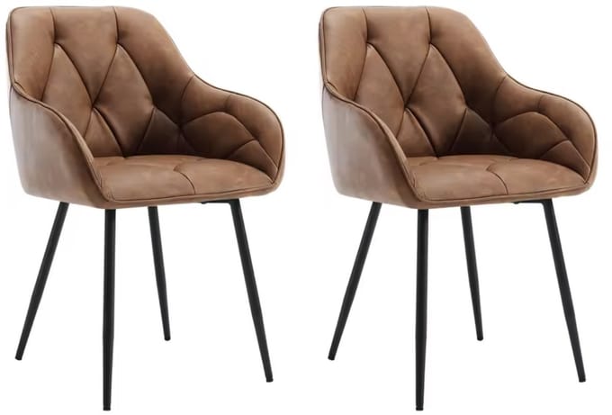 J&R Stoelen - Set van 2 stoelen - Eetkamerstoel - Eettafel stoel - Eetstoel - Stoel - PU leer - Bruin