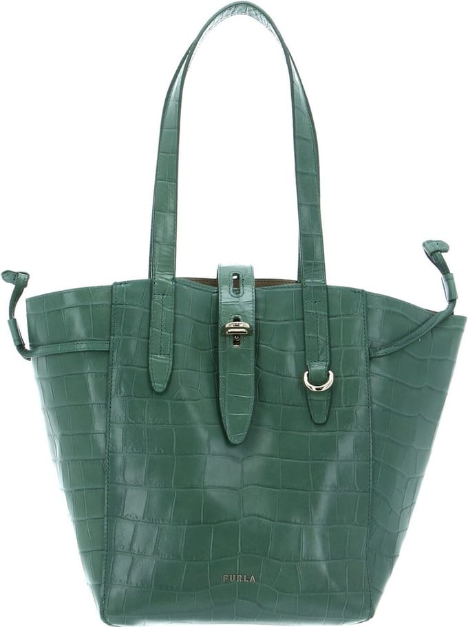 FURLA Leren Schoudertas Shopper Net Tote Ulivo Petrol