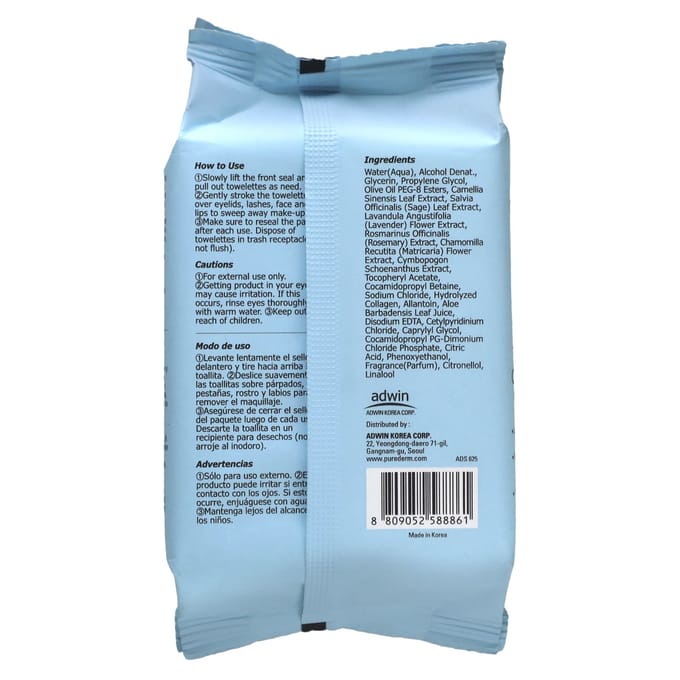 Lingettes Démaquillantes Nettoyantes, Collagène, Lingettes Humides 30 Lingettes white