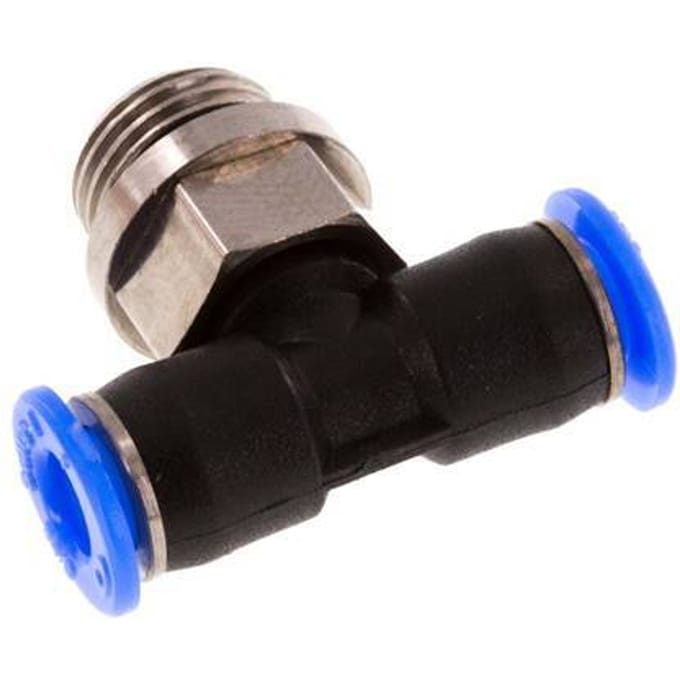 4mm x G1/8'' inline T-stuk Messing/PBT Insteekfitting Buitendraad Draaibaar Compact Ontwerp NBR [2 Stuks]