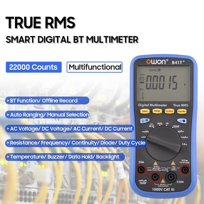 OWON B41T+ Digitale BT-multimeter met offline registratie 22000 tellingen True RMS Auto-ranging Elektrisch