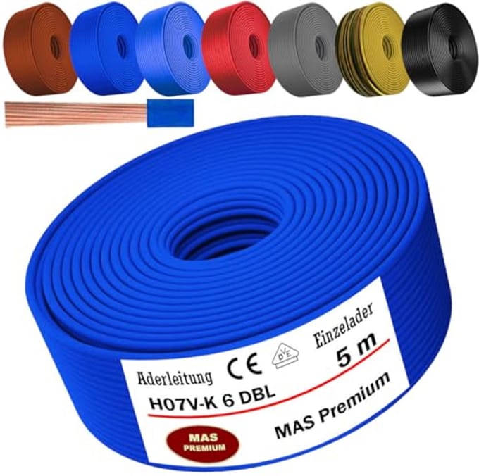 Flexibele Aderkabel H07 V-K 6 mm² - Diverse Kleuren en Lengtes