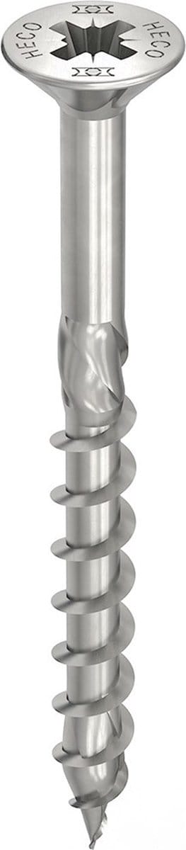 HECO TOPIX-Plus spaanplaatschroef 6x100mm - platkop - RVS - deeldraad - PZD 3 - 61825 (Per 100 stuks)